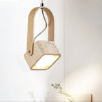 Arcello Pendant Light in Oak and Travertine | Sculptural Modern Pendant