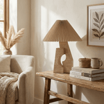 Arch Form Pleated Table Lamp – Sculptural Fabric Shade for Modern Interiors