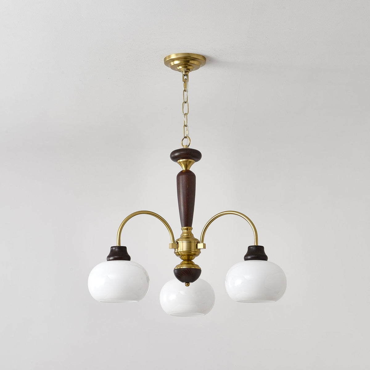 Arched Globe Chandelier Modern Wood Metal Glass Pendant Light