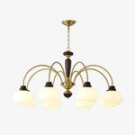 Arched Globe Chandelier Modern Wood Metal Glass Pendant Light