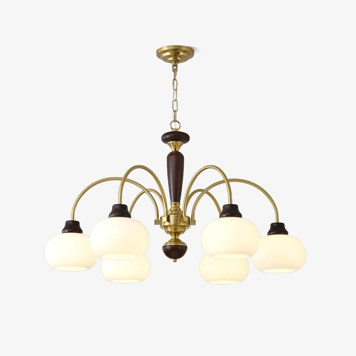 Arched Globe Chandelier Modern Wood Metal Glass Pendant Light