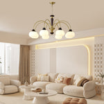 Arched Globe Chandelier Modern Wood Metal Glass Pendant Light
