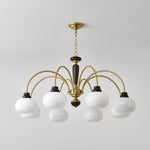 Arched Globe Chandelier Modern Wood Metal Glass Pendant Light