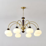 Arched Globe Chandelier Modern Wood Metal Glass Pendant Light