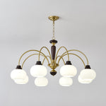 Arched Globe Chandelier Modern Wood Metal Glass Pendant Light