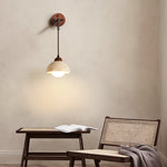Arched Travertine Wall Sconce with Walnut Accents