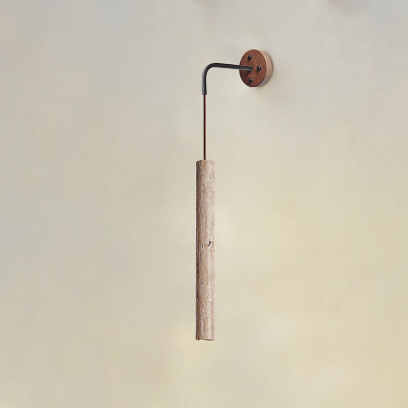Arched Travertine Wall Sconce with Walnut Accents