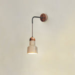 Arched Travertine Wall Sconce with Walnut Accents