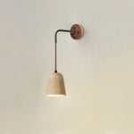Arched Travertine Wall Sconce with Walnut Accents