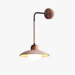 Arched Travertine Wall Sconce with Walnut Accents