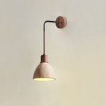Arched Travertine Wall Sconce with Walnut Accents