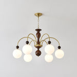 Archway Walnut Chandelier with Frosted Glass Shades for Dining Room and Living Room