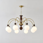 Archway Walnut Chandelier with Frosted Glass Shades for Dining Room and Living Room
