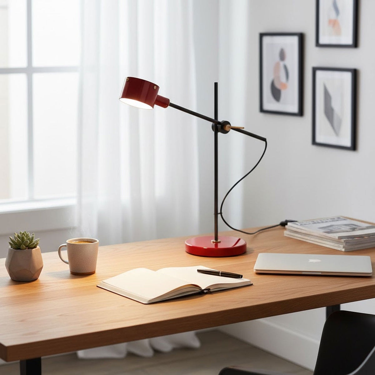 Arclen Adjustable Table Lamp in Stainless Steel with Gold Shade
