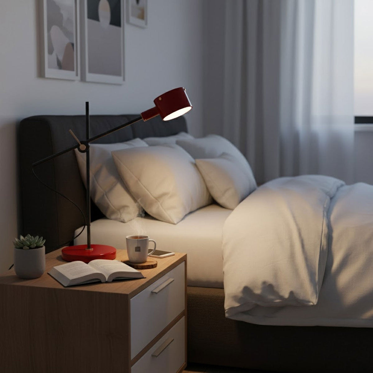 Arclen Adjustable Table Lamp in Stainless Steel with Gold Shade