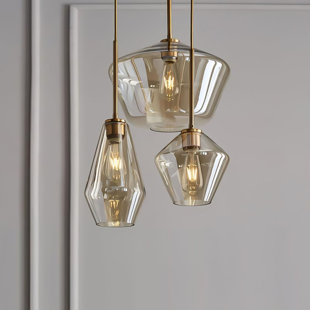 Arclinea Pendant Light in Antique Gold with Glass Shade