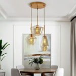 Arclinea Pendant Light in Antique Gold with Glass Shade