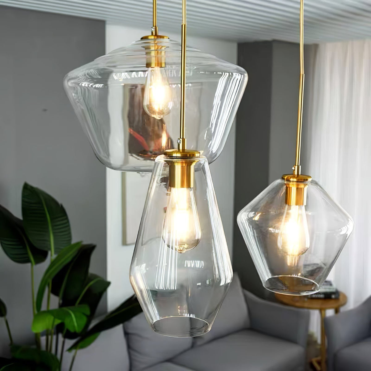 Arclinea Pendant Light in Antique Gold with Glass Shade