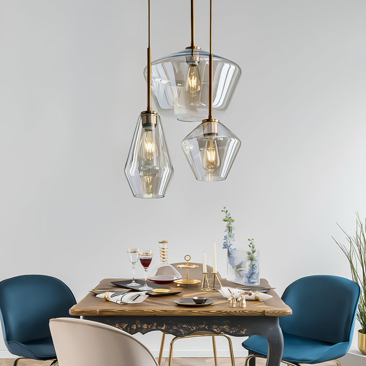 Arclinea Pendant Light in Antique Gold with Glass Shade