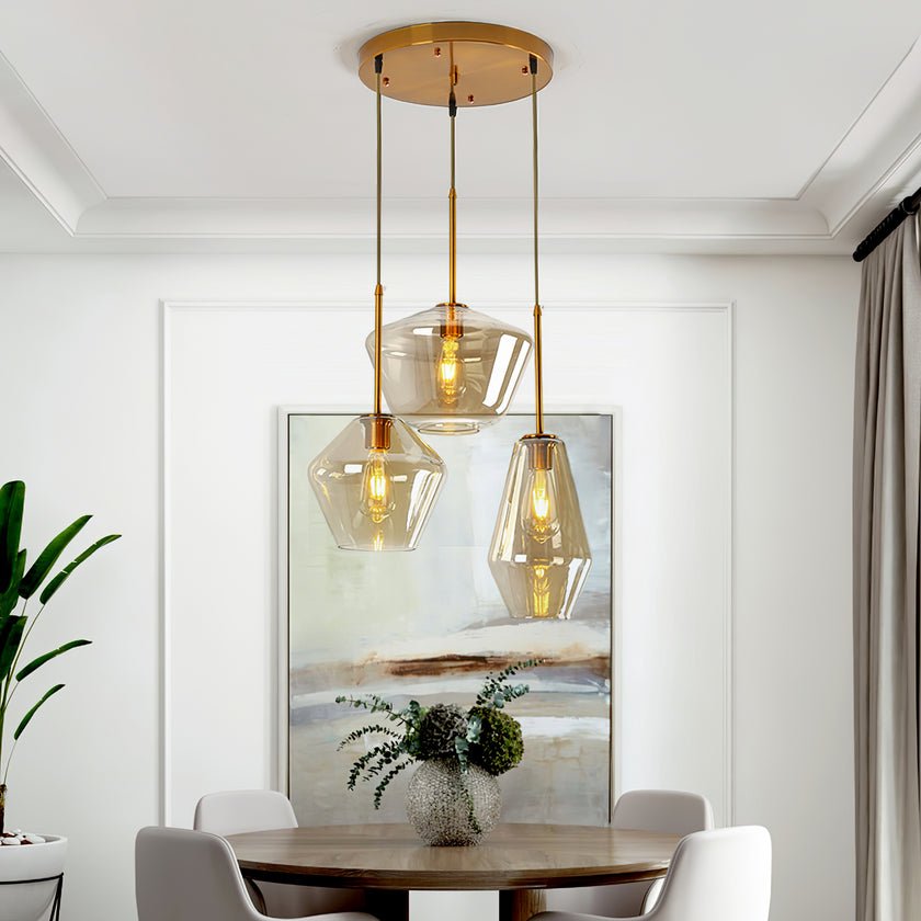 Arclinea Pendant Light in Antique Gold with Glass Shade