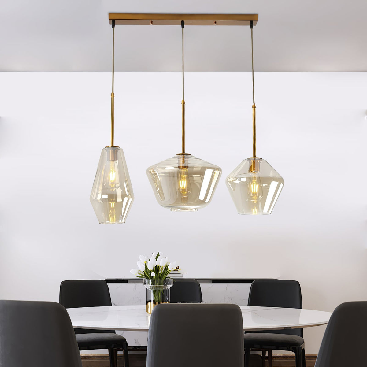 Arclinea Pendant Light in Antique Gold with Glass Shade