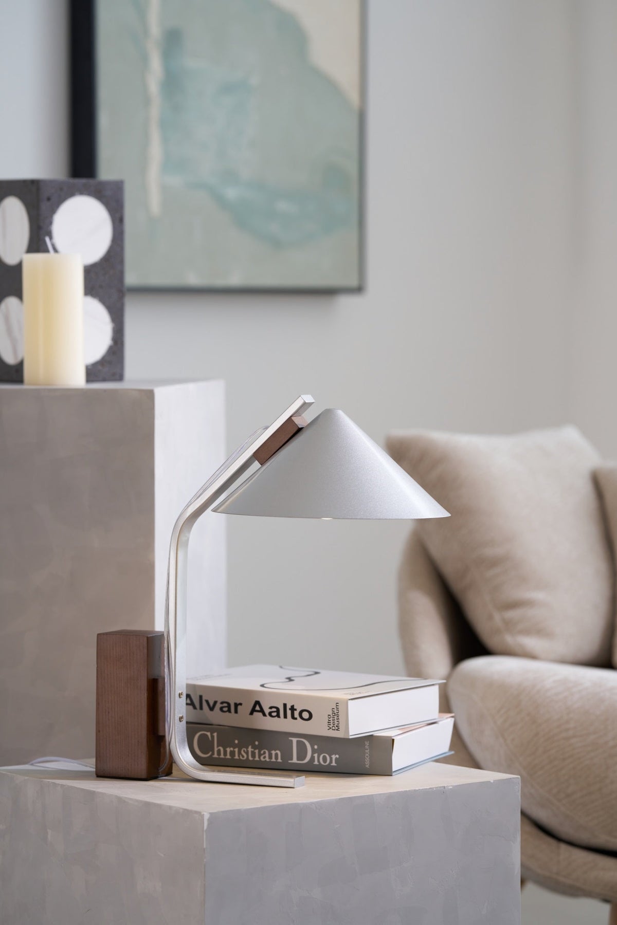 Arclune Modern Walnut Wood Desk Lamp with Aluminum Arc Shade