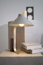 Arclune Modern Walnut Wood Desk Lamp with Aluminum Arc Shade