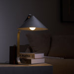 Arclune Modern Walnut Wood Desk Lamp with Aluminum Arc Shade