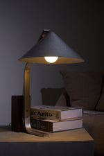 Arclune Modern Walnut Wood Desk Lamp with Aluminum Arc Shade
