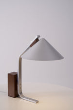 Arclune Modern Walnut Wood Desk Lamp with Aluminum Arc Shade