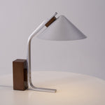 Arclune Modern Walnut Wood Desk Lamp with Aluminum Arc Shade