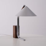 Arclune Modern Walnut Wood Desk Lamp with Aluminum Arc Shade
