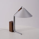 Arclune Modern Walnut Wood Desk Lamp with Aluminum Arc Shade