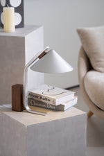 Arclune Modern Walnut Wood Desk Lamp with Aluminum Arc Shade