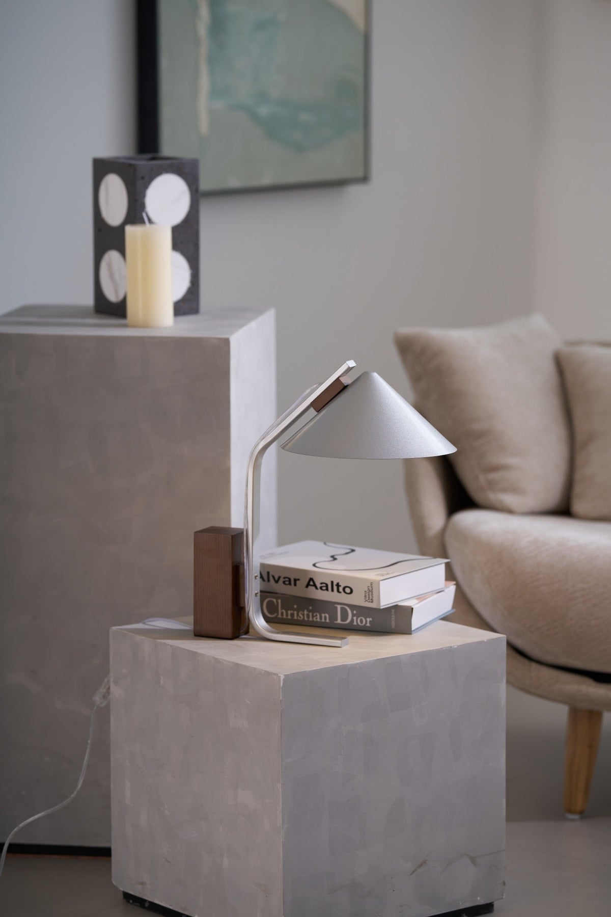 Arclune Modern Walnut Wood Desk Lamp with Aluminum Arc Shade