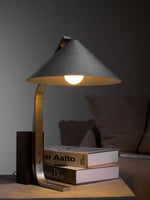 Arclune Modern Walnut Wood Desk Lamp with Aluminum Arc Shade