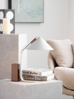 Arclune Modern Walnut Wood Desk Lamp with Aluminum Arc Shade