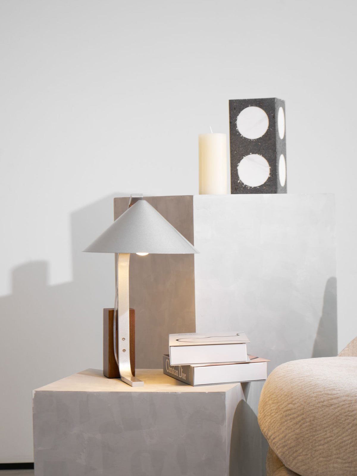 Arclune Modern Walnut Wood Desk Lamp with Aluminum Arc Shade
