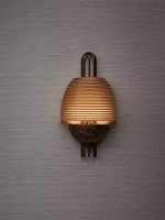 Arclune Ribbed Wall Sconce in Bronze with Amber Glass