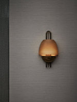 Arclune Ribbed Wall Sconce in Bronze with Amber Glass
