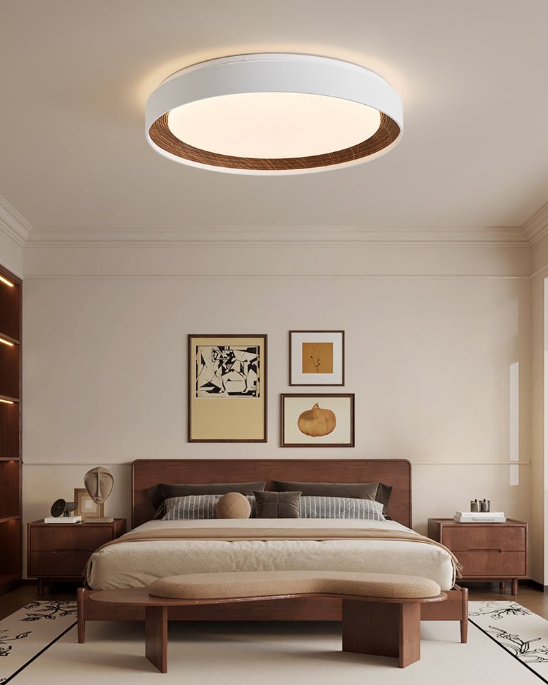Arco Acrylic Ceiling Light – Modern Minimalist Flush Mount with Walnut Accent