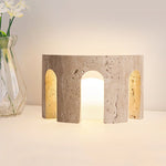 Arco Travertine Table Lamp with Integrated LED