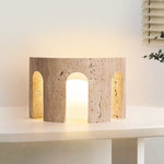 Arco Travertine Table Lamp with Integrated LED