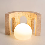 Arco Travertine Table Lamp with Integrated LED