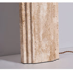 Arco Travertine Table Lamp – Sculptural Stone & Fabric Ambient Light