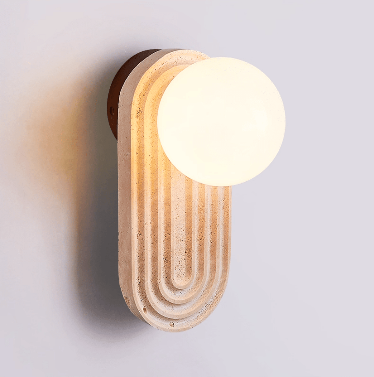 Arco Travertine Wall Sconce – Modern Natural Stone Bedside Lamp