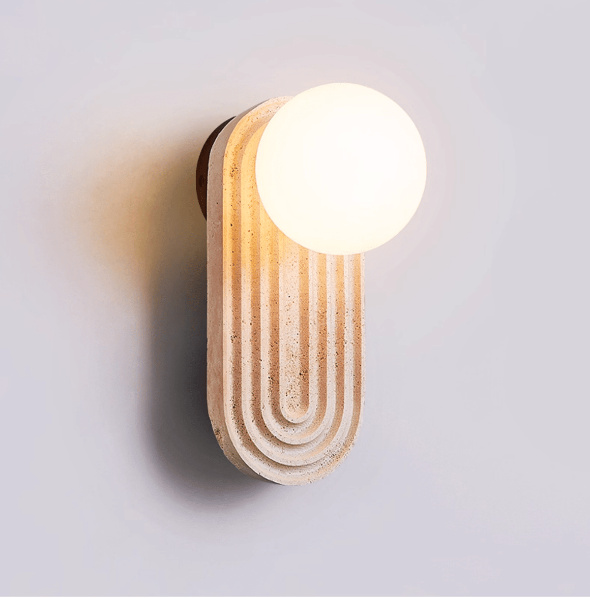 Arco Travertine Wall Sconce – Modern Natural Stone Bedside Lamp