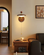 Arcwood Saucer Wall Sconce in Walnut and Brass