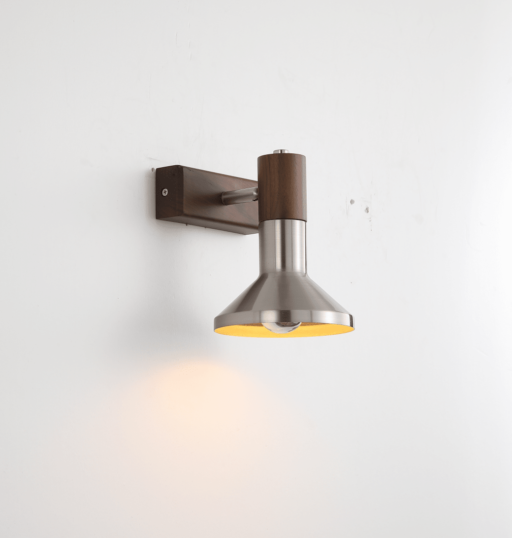 Ardell Dual Spotlight Wall Sconce in Walnut and Nickel