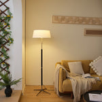 Ardell Modern Floor Lamp with Fabric Shade and Brass Accents